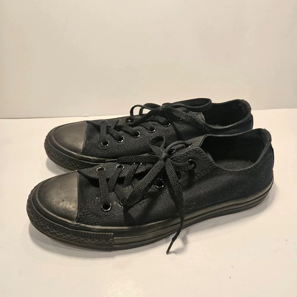 Converse Chuck Taylor All Star Low‎ Top Black Monochrome Sneakers Mens 7 W 9